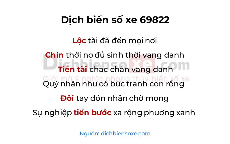Dịch thơ biển số 69822