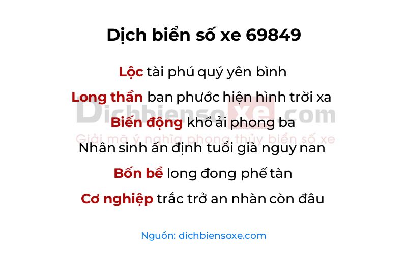 Dịch thơ biển số 69849
