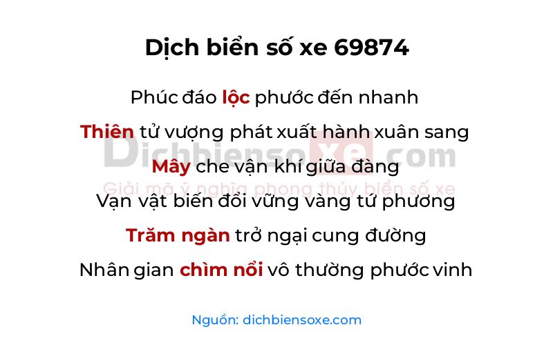 Dịch thơ biển số 69874
