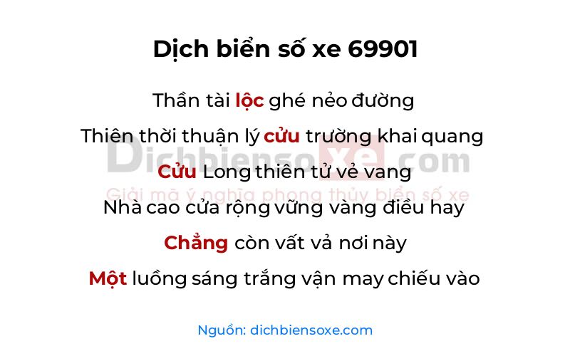 Dịch thơ biển số 69901