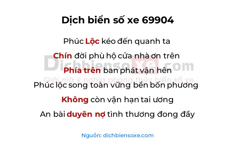 Dịch thơ biển số 69904