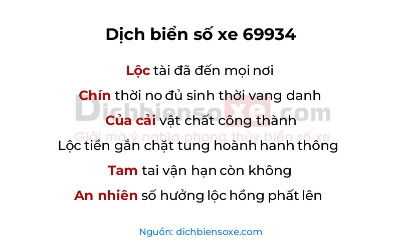 Dịch thơ biển số 69934