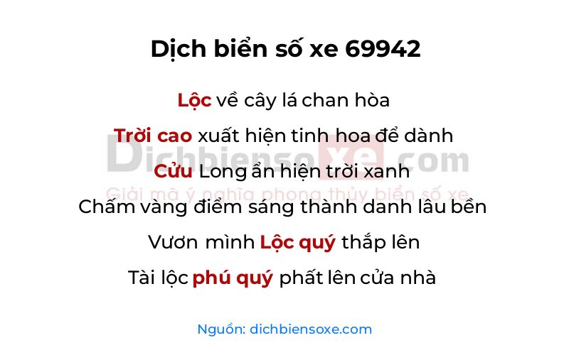 Dịch thơ biển số 69942
