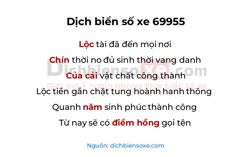Dịch thơ biển số 69955