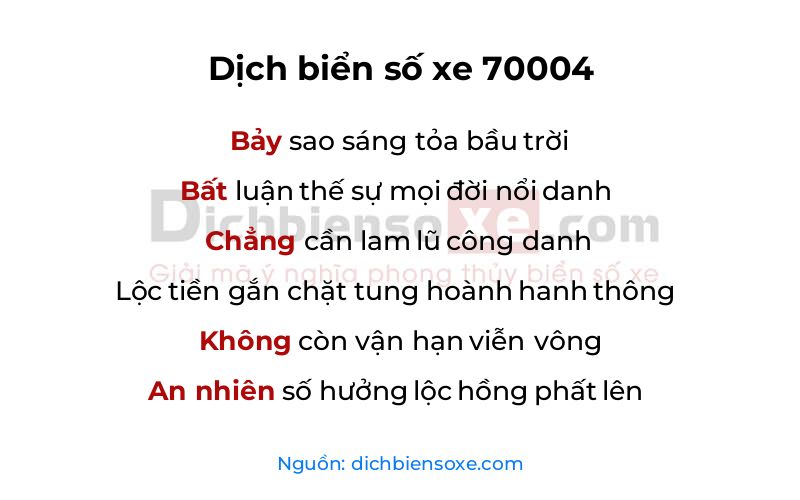 Dịch thơ biển số 70004