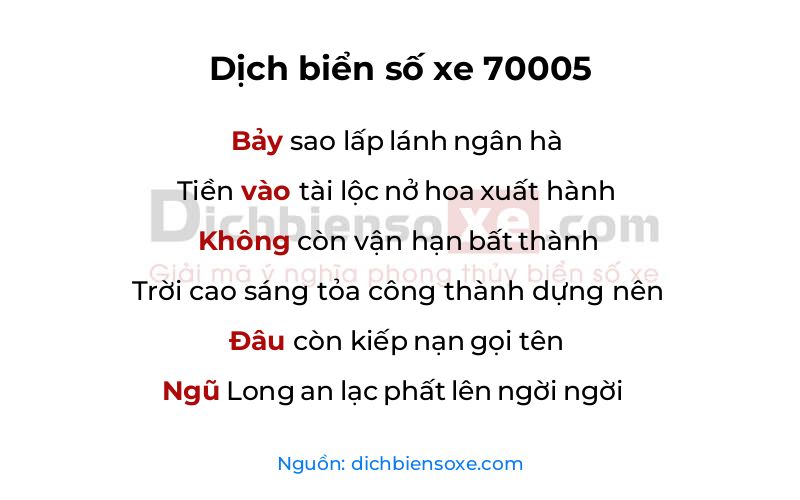 Dịch thơ biển số 70005