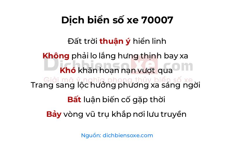 Dịch thơ biển số 70007
