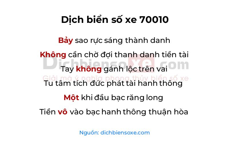 Dịch thơ biển số 70010