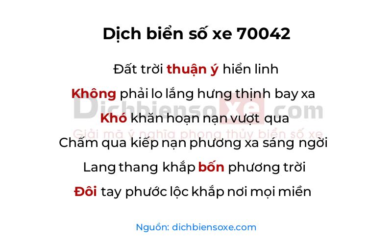 Dịch thơ biển số 70042