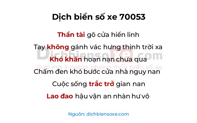 Dịch thơ biển số 70053