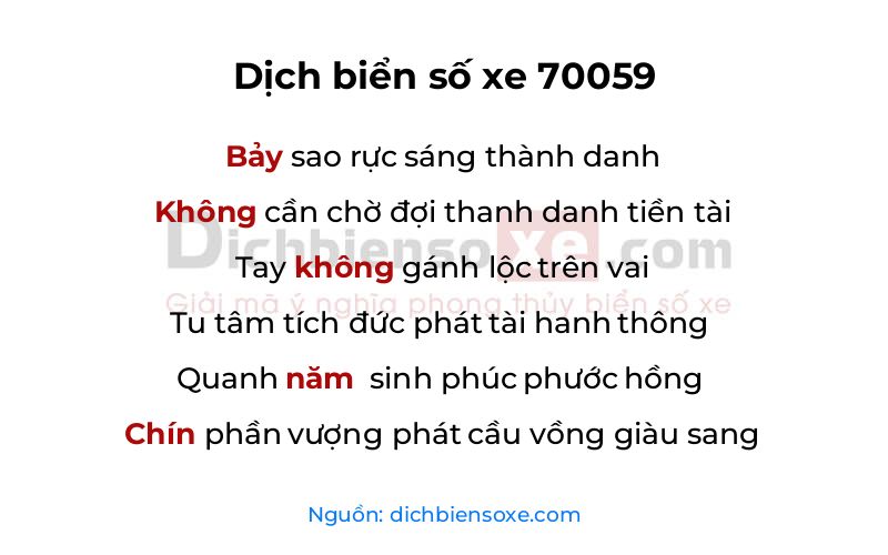 Dịch thơ biển số 70059