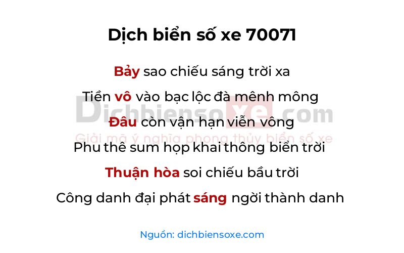 Dịch thơ biển số 70071