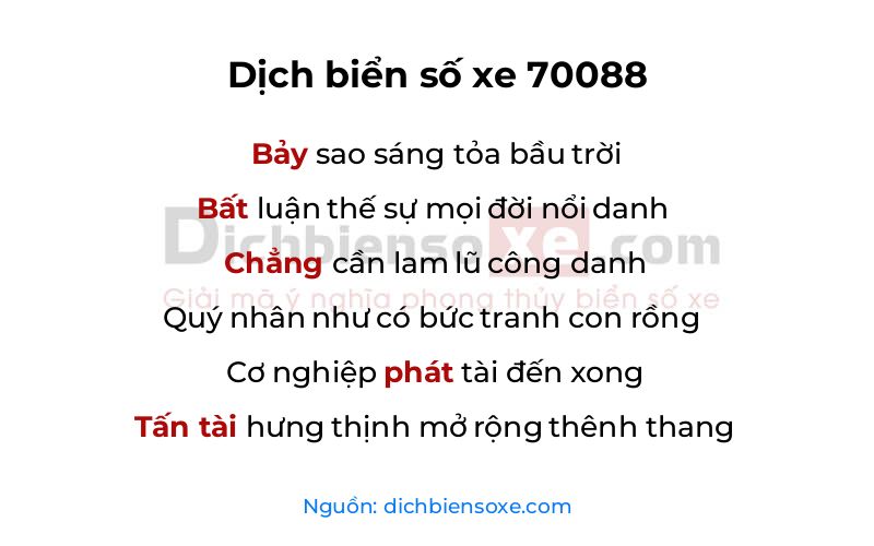 Dịch thơ biển số 70088