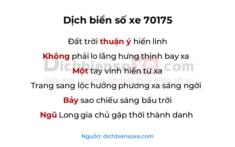 Dịch thơ biển số 70175