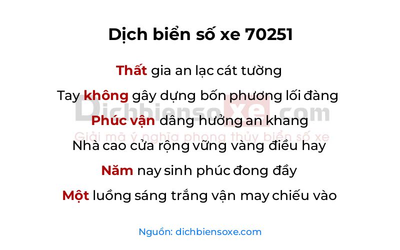 Dịch thơ biển số 70251