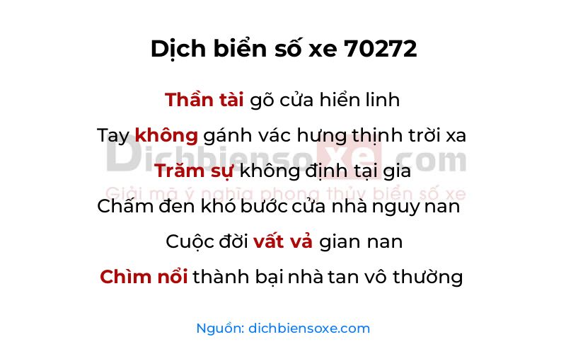 Dịch thơ biển số 70272