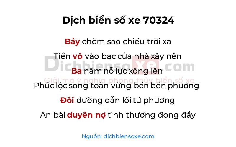 Dịch thơ biển số 70324