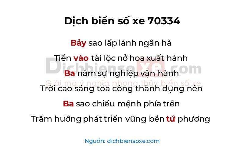 Dịch thơ biển số 70334