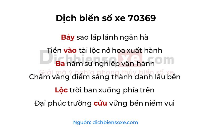 Dịch thơ biển số 70369