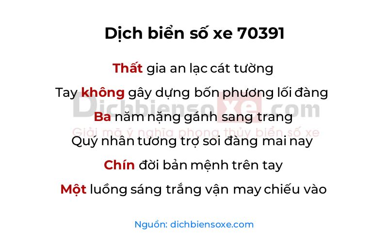 Dịch thơ biển số 70391
