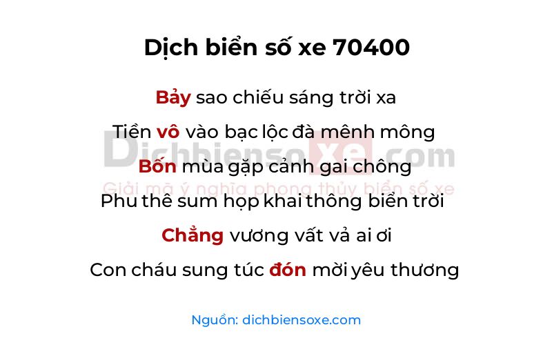 Dịch thơ biển số 70400