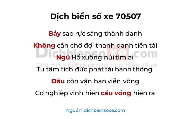 Dịch thơ biển số 70507