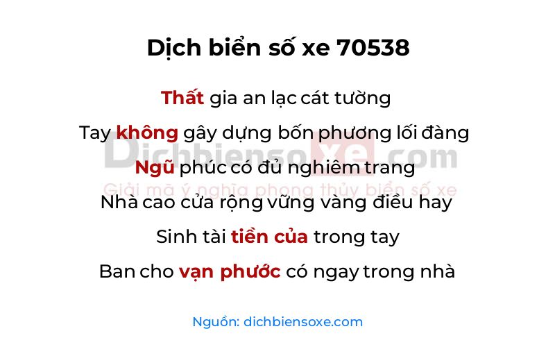 Dịch thơ biển số 70538