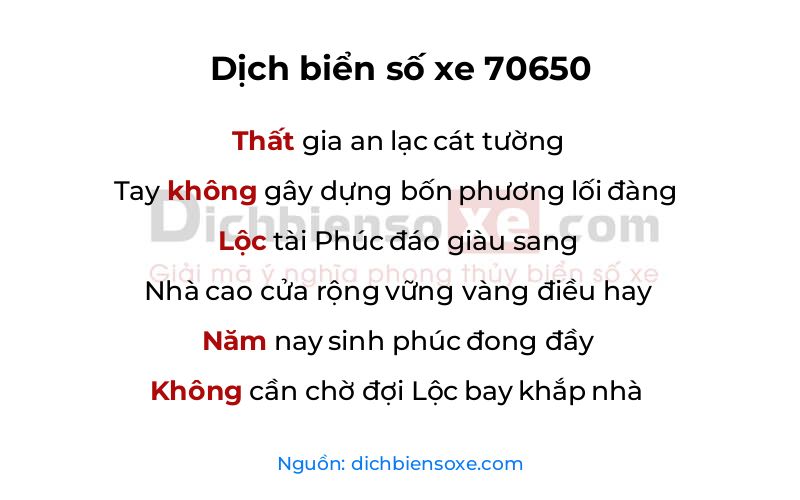 Dịch thơ biển số 70650