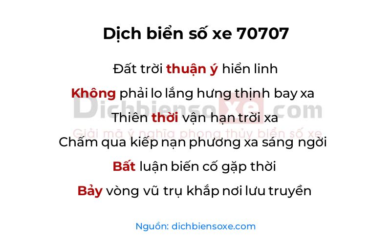 Dịch thơ biển số 70707