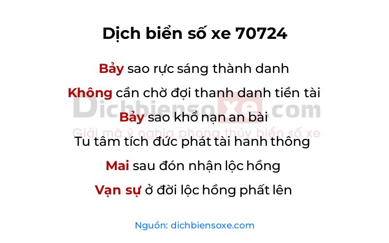 Dịch thơ biển số 70724