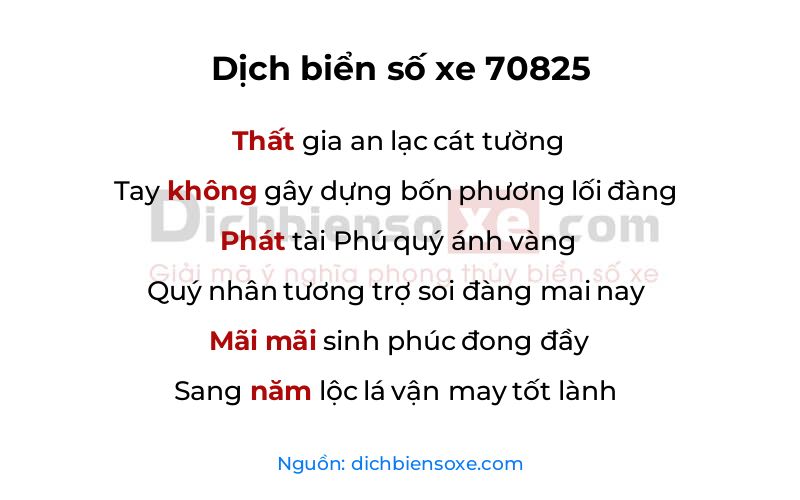 Dịch thơ biển số 70825