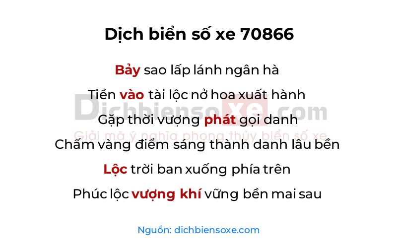 Dịch thơ biển số 70866