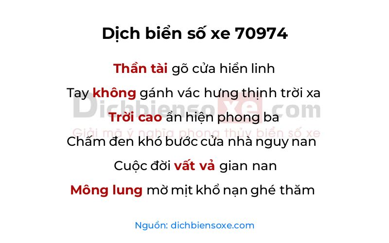 Dịch thơ biển số 70974