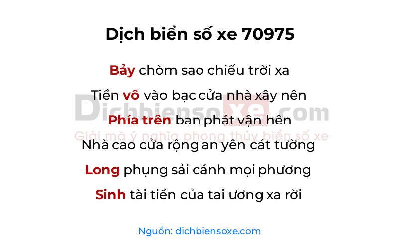 Dịch thơ biển số 70975