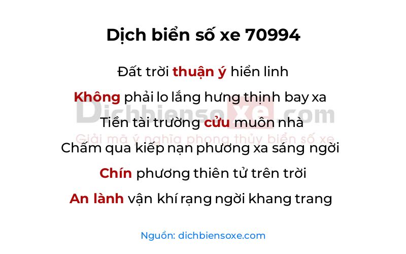 Dịch thơ biển số 70994