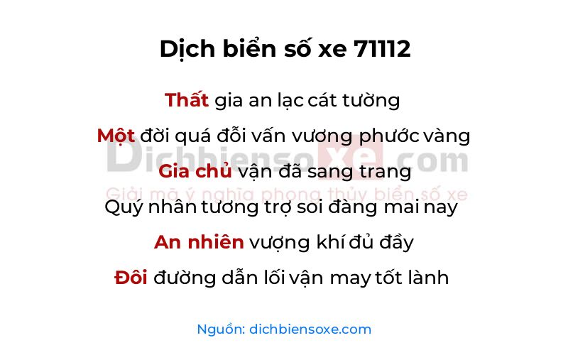Dịch thơ biển số 71112