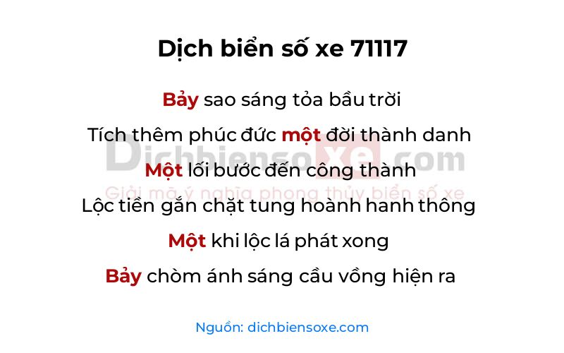 Dịch thơ biển số 71117