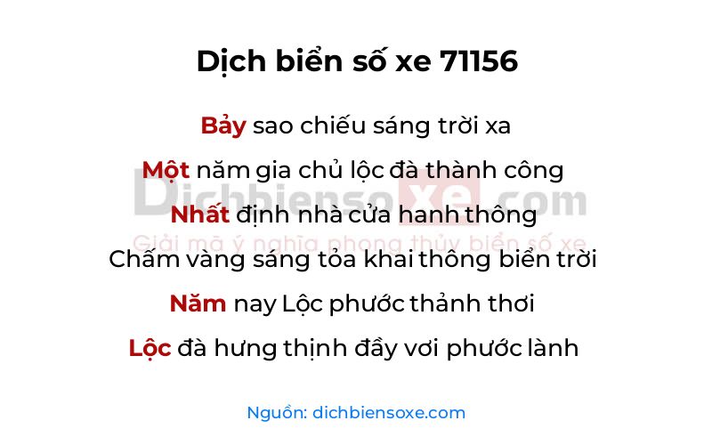 Dịch thơ biển số 71156