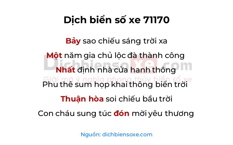 Dịch thơ biển số 71170