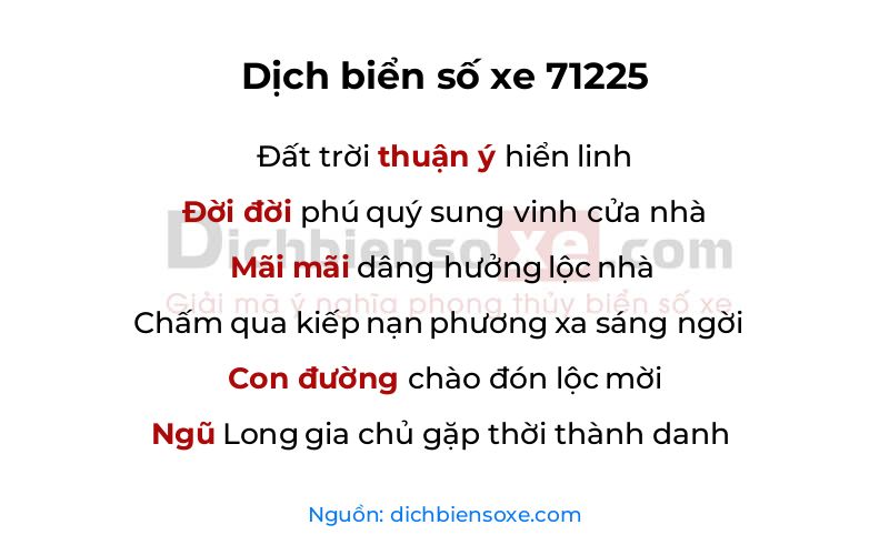 Dịch thơ biển số 71225