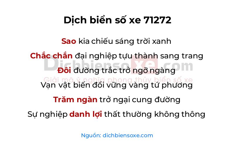 Dịch thơ biển số 71272