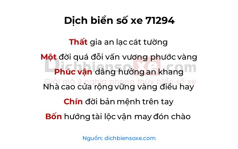 Dịch thơ biển số 71294