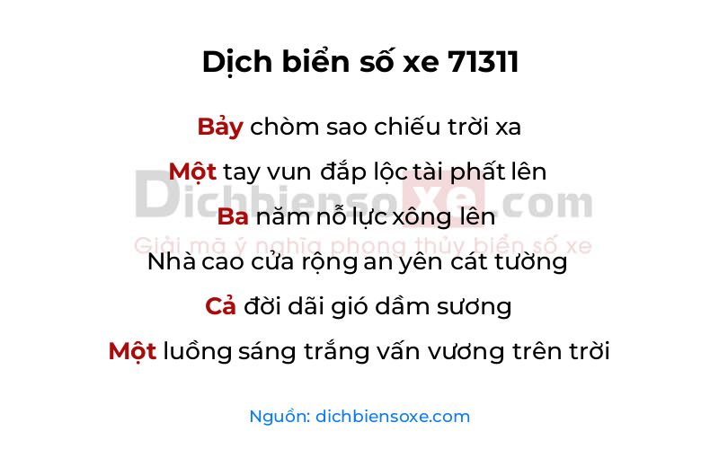 Dịch thơ biển số 71311