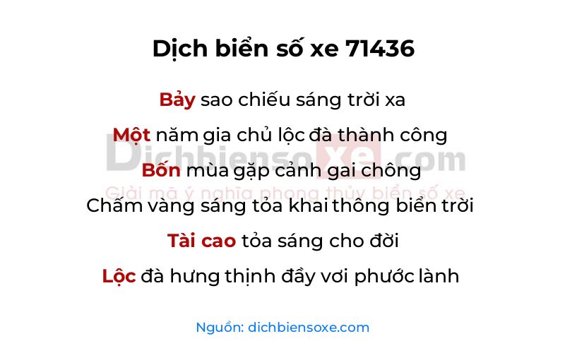 Dịch thơ biển số 71436