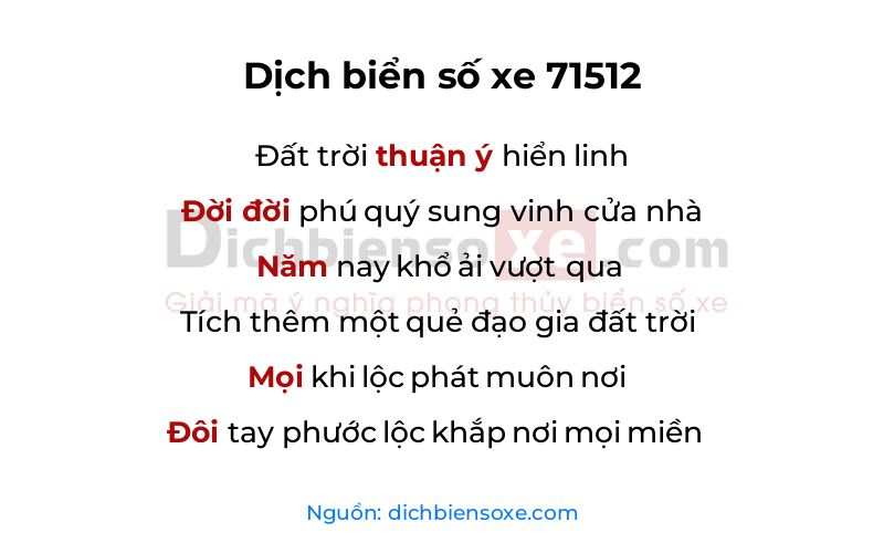 Dịch thơ biển số 71512
