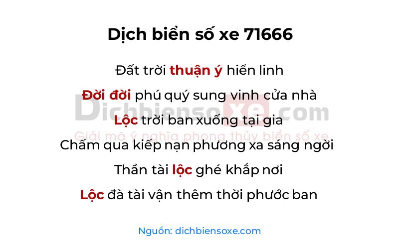 Dịch thơ biển số 71666