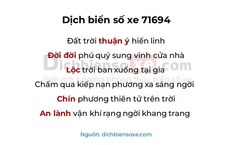 Dịch thơ biển số 71694
