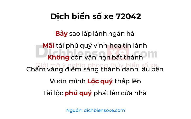 Dịch thơ biển số 72042