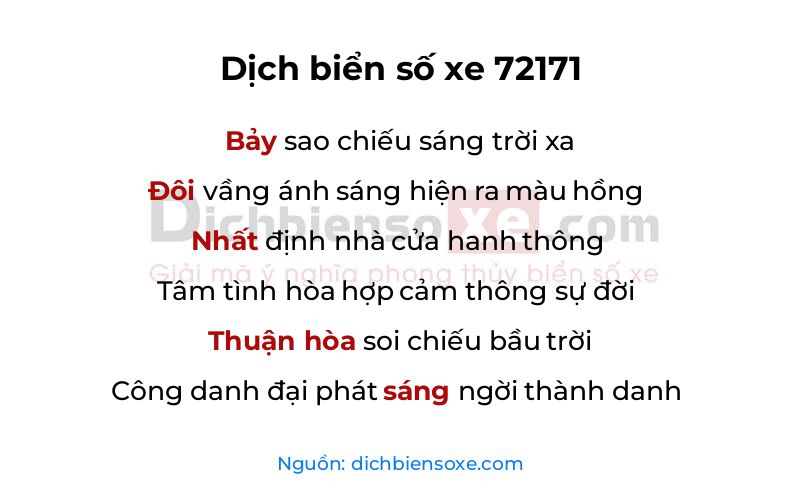 Dịch thơ biển số 72171
