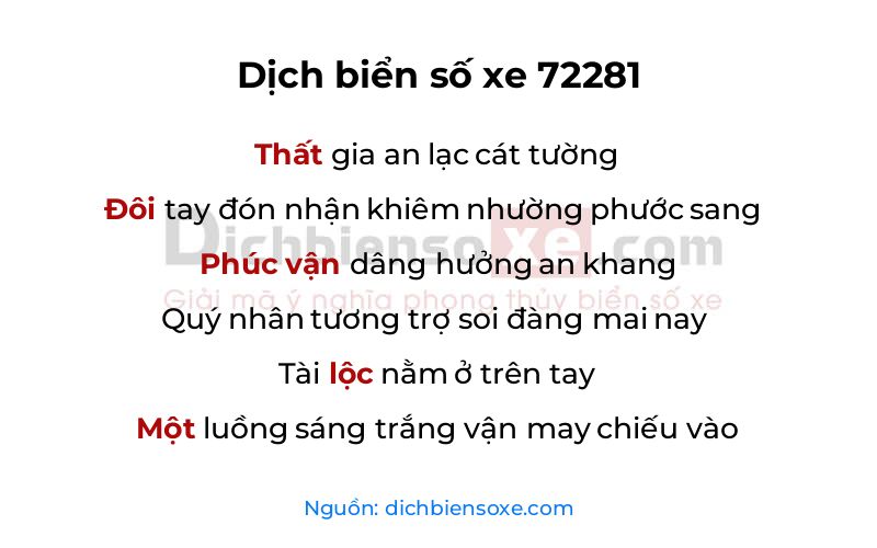 Dịch thơ biển số 72281